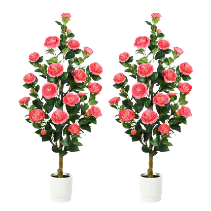 2 Pack Faux Pink Camellia Tree, 3FT/4FT