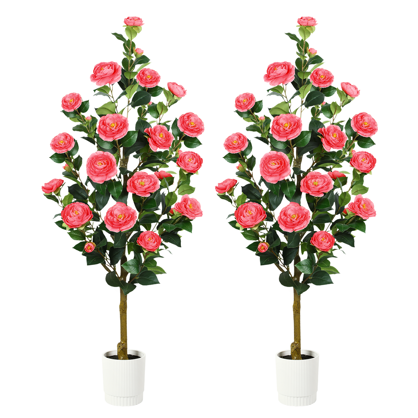 2 Pack Faux Pink Camellia Tree, 3FT/4FT