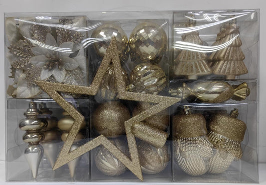 80pcs Gold Christmas Balls Ornaments Set with Lanyards