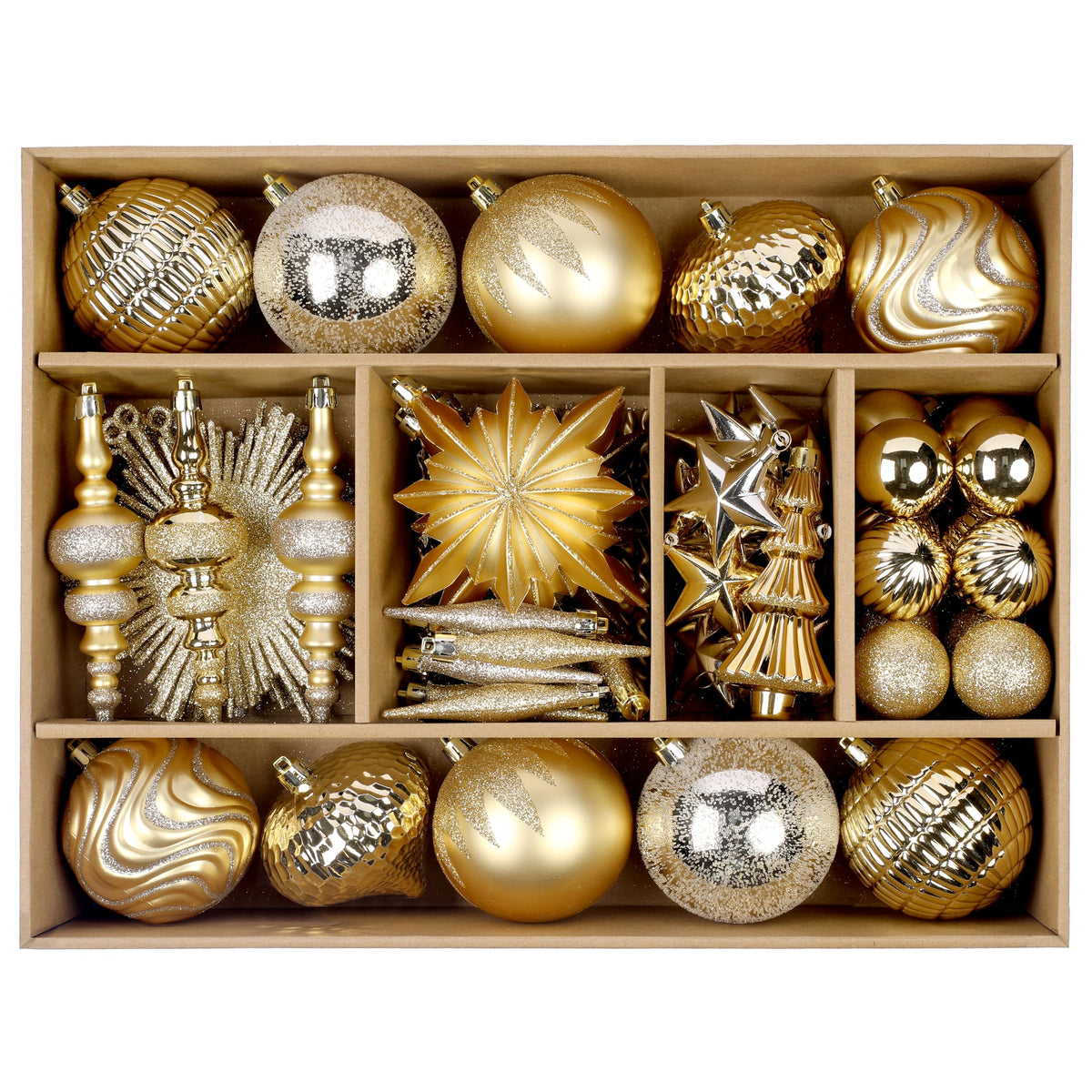 80pcs Light Gold Christmas Balls Ornaments Set with Lanyards