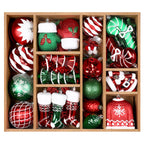 85ct RedGreenWhite Christmas Balls Ornaments Set with Hanging Strings