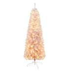 SHareconn 4ft Prelit Artificial Hinged Slim Pencil Christmas Tree with Warm White Lights, Full Branch Tips, Perfect Choice Decoration for Xmas Holiday, 4 FT, White - SHareconn