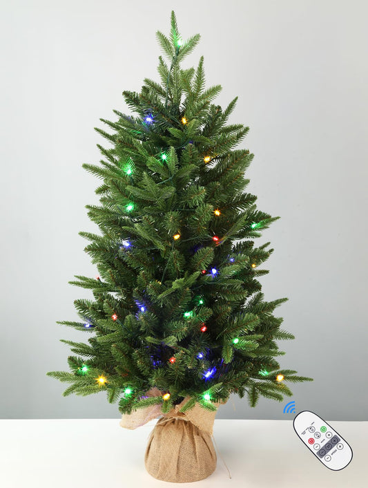 2 ft Small Mini Prelit Artificial Christmas Tree with Color LED Lights