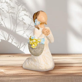Christmas Sculpted Hand-Painted Figurines Flower Pray