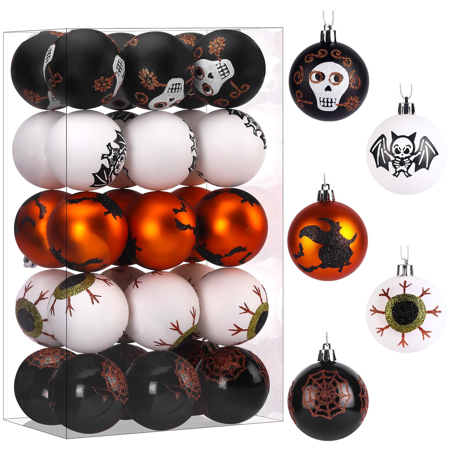 30ct 2.36 Inch Halloween Tree Ornaments(Black & Orange Purple) - SHareconn