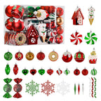 86pcs Red and Green, White Christmas Tree Ball Decorations