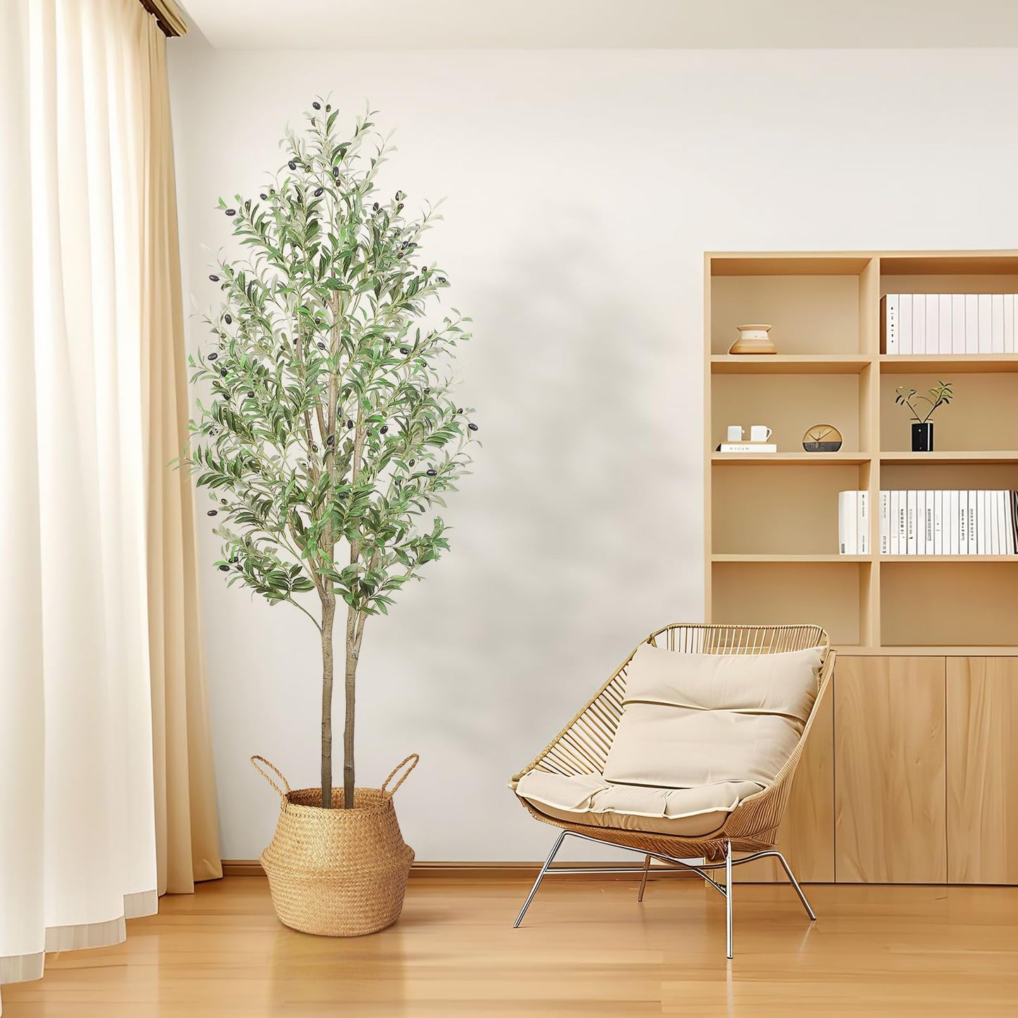 Alupssuc Olive Tree Artificial Plants with Lifelike Olive Leaves, Outdoor Indoor Fake Plants for Home Living Room Bedroom Balcony Corner Office Garden Decor, 150CM