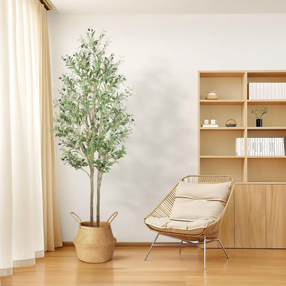 Alupssuc Olive Tree Artificial Plants with Lifelike Olive Leaves, Outdoor Indoor Fake Plants for Home Living Room Bedroom Balcony Corner Office Garden Decor, 150CM