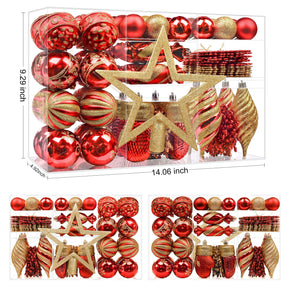 80pcs Red & Gold Christmas Balls Ornaments Set with Lanyards