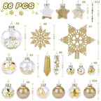 86PCS Glod Christmas Balls Ornaments Set