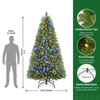 SHareconn 9ft Prelit Premium Artificial Hinged Christmas Tree with Remote Control,Timer, and 640 Warm White & Color LED Changing Lights, 2316 Branch Tips, Perfect Choice for Xmas Decoration, 9 FT - SHareconn