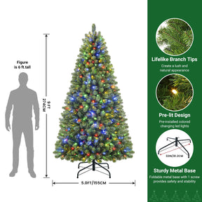 SHareconn 9ft Prelit Premium Artificial Hinged Christmas Tree with Remote Control,Timer, and 640 Warm White & Color LED Changing Lights, 2316 Branch Tips, Perfect Choice for Xmas Decoration, 9 FT - SHareconn