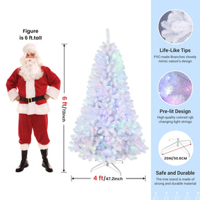 6ft Prelit 250 RGB Lights Premium Artificial Hinged Christmas Tree - SHareconn