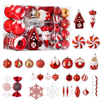 86pcs Red & White Christmas Tree Balls Ornaments