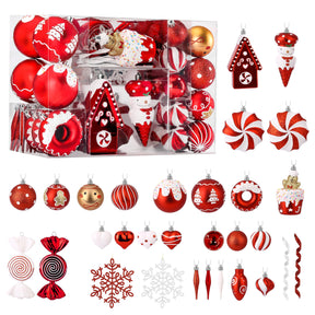 86pcs Red & White Christmas Tree Balls Ornaments