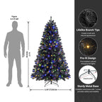 SHareconn 6ft Prelit Premium Artificial Hinged Christmas Tree with Remote Control,Timer,and 330 Warm White & Color LED Changing Lights,950 Branch Tips,Perfect Choice for Xmas Decoration,6 FT,Black - SHareconn