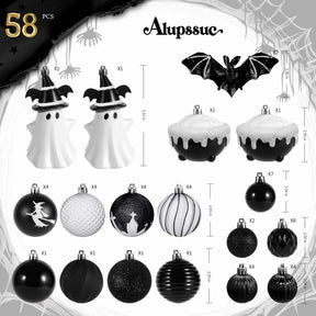 58ct Halloween Tree Ornaments(Black & White) - SHareconn