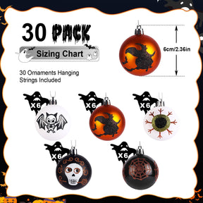 30ct 2.36 Inch Halloween Tree Ornaments(Black & Orange Purple) - SHareconn