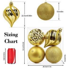 4ct 6 Inch Glold Large Christmas Tree Balls Ornaments
