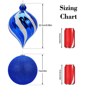 4ct 6 Inch Blue Large Christmas Tree Balls Ornaments