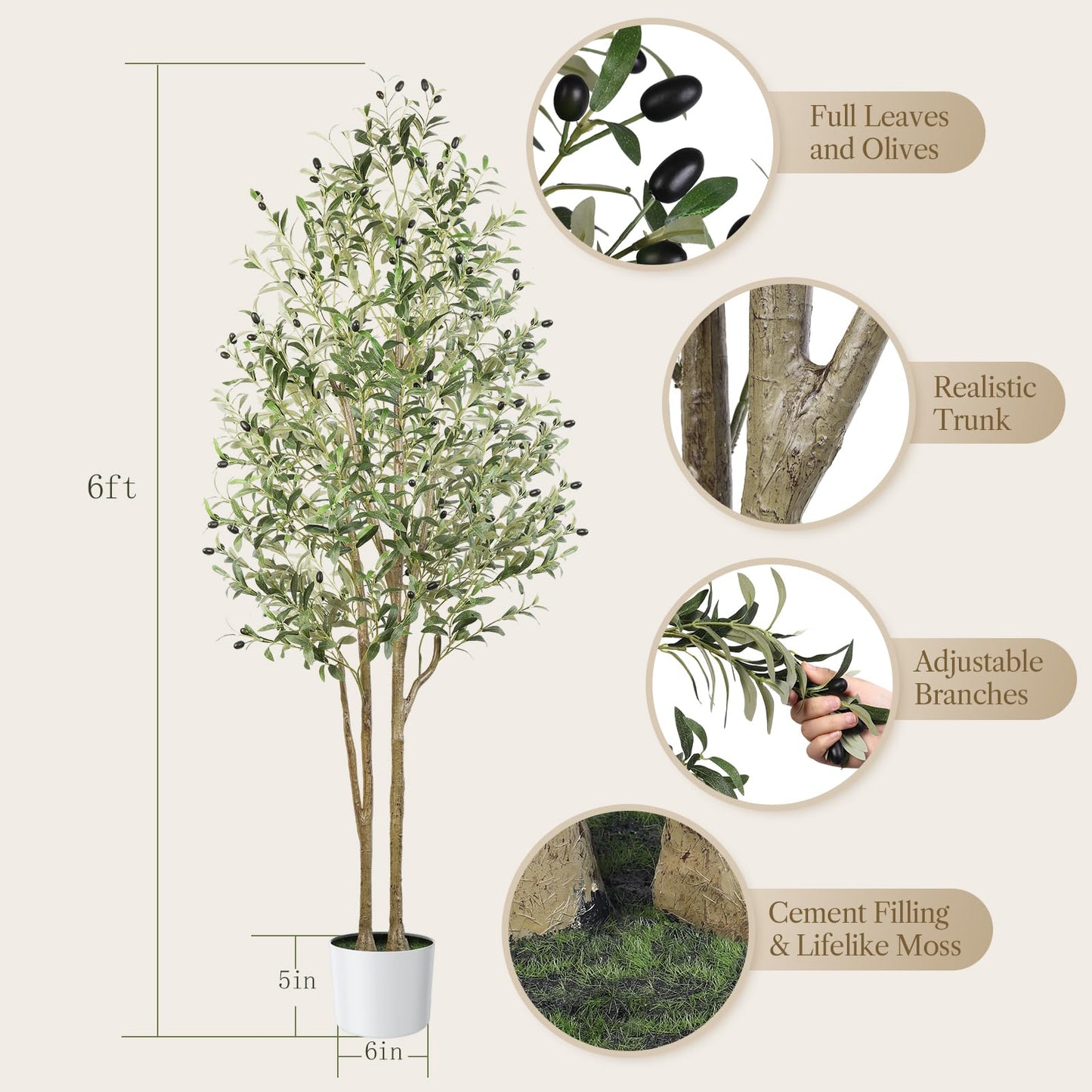 Artificial Olive Trees 4FT/5FT/6FT/7FT