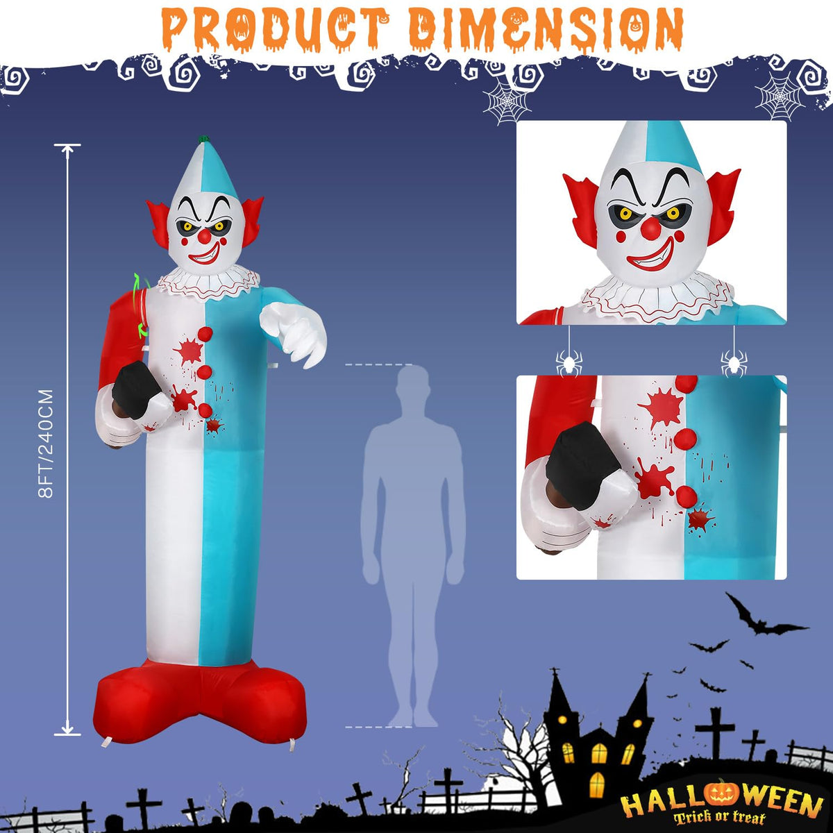 8FT Halloween Inflatables Joker - SHareconn