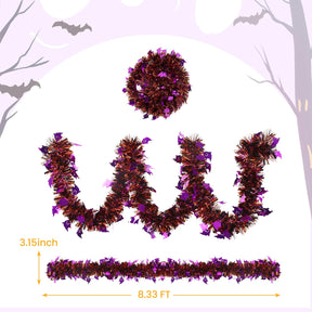 6 Pieces Total 50 FT Halloween Tinsel Garland with Ghost Sequins-Black Orange&Purple - SHareconn