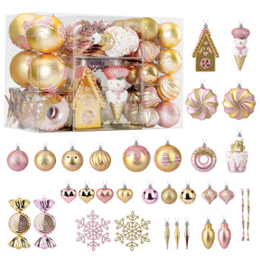 86pcs Gold & Pink Christmas Tree Balls Ornaments