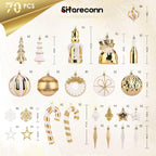 70 Pcs Christmas Ball Ornament Set, White and Gold