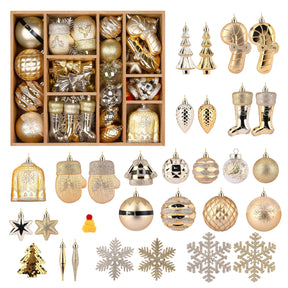 85ct Deep-Light Gold Christmas Balls Ornaments Set with Hanging Strings