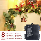 9ft Prelit Multi-Color Lights/Battery Operated Artificial Eucalyptus Christmas Garland