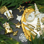 70 Pcs Christmas Ball Ornament Set, White and Gold