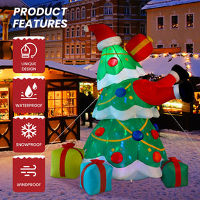 7FT Inflatable Santa Claus Christmas Tree with Built-in LED Lights