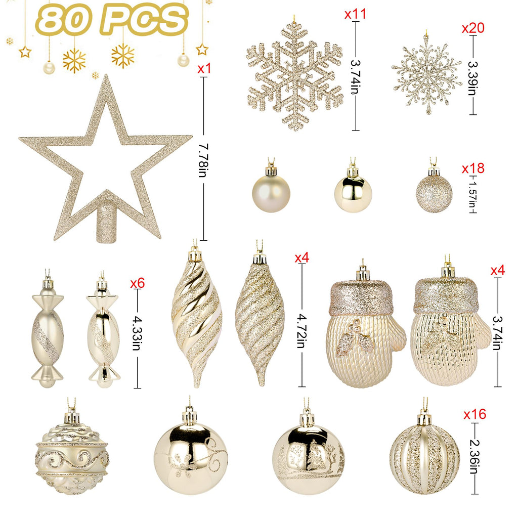 82pcs Christmas Balls Ornaments Set with Hanging Strings