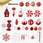 86pcs Red & White Christmas Tree Balls Ornaments