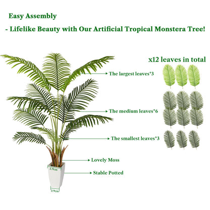 5FT Artificial Palm Tree with White Planter