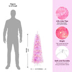 4ft Premium Prelit Warm White & Multi-Color Lights Artificial Hinged Slim Pencil Christmas Tree with Remote - SHareconn