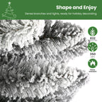 SHareconn 7.5ft Prelit Snow Flocked Artificial Hinged Slim Pencil Christmas Tree, with Remote Controlled Multi-Color RGB Lights, Full Branch Tips,Good Choice Decoration for Xmas Holiday,7.5 FT, Green - SHareconn