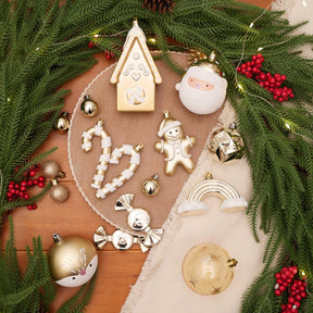 65pcs Gold & White Christmas Balls Ornaments Set with Hanging Strings