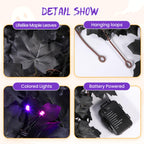 2 Pcs Halloween Black Garlands Decorations with Color Lights and Timer-6FT - SHareconn