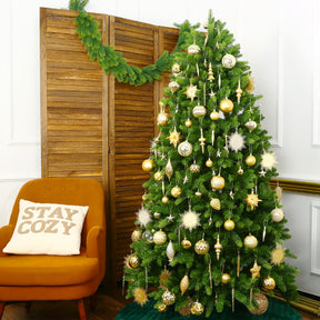 80pcs Christmas Balls Ornaments Set with Hanging Strings, Deep and Light Gold - SHareconn