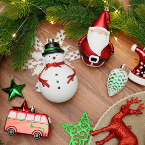 100 Pcs Red & Green & White Christmas Ball Ornaments Set with Hanging Rope