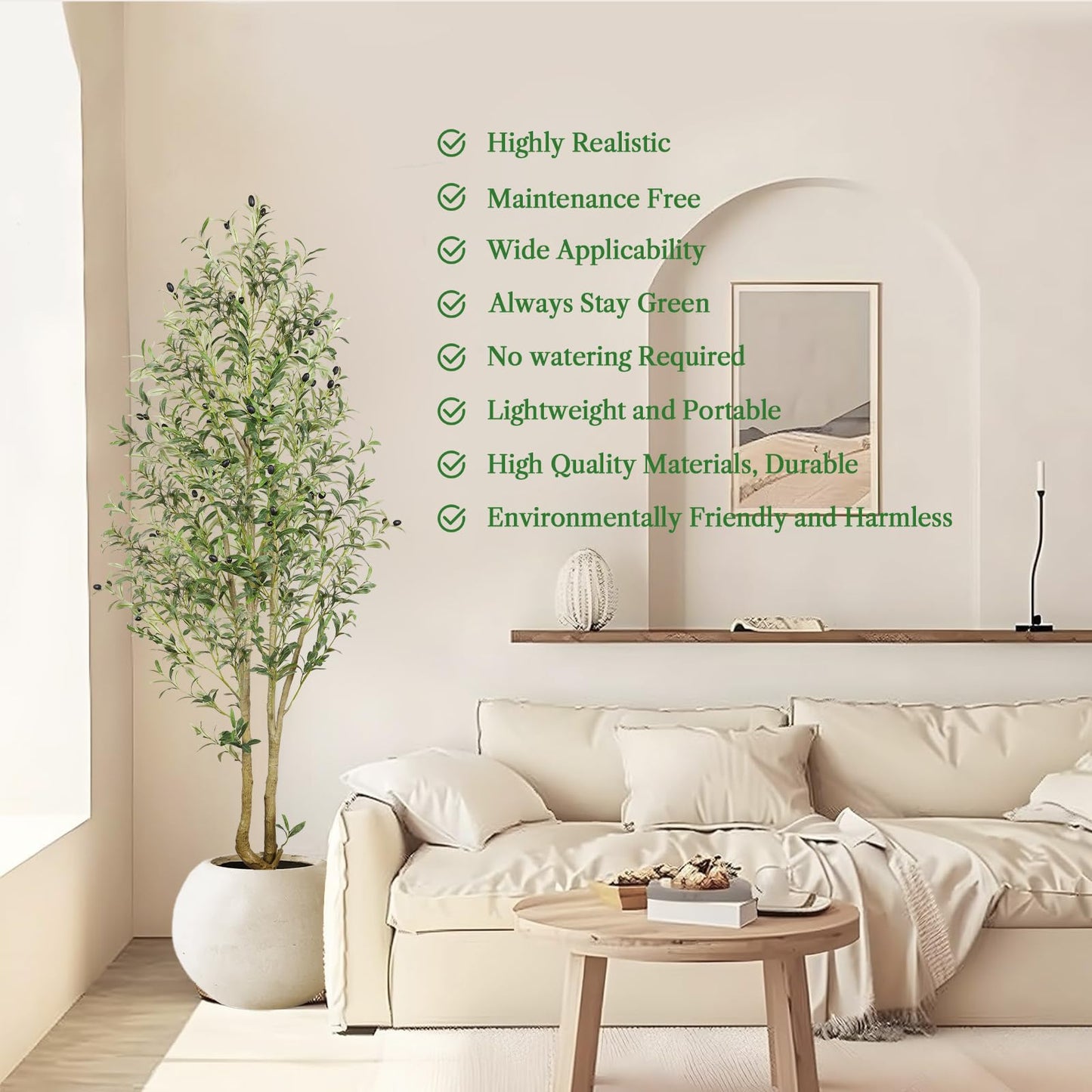 Alupssuc 4FT Artificial Olive Tree, Faux Olive Tree with Curved Trunk & Lifelike Leaves in White Pots, 120cm