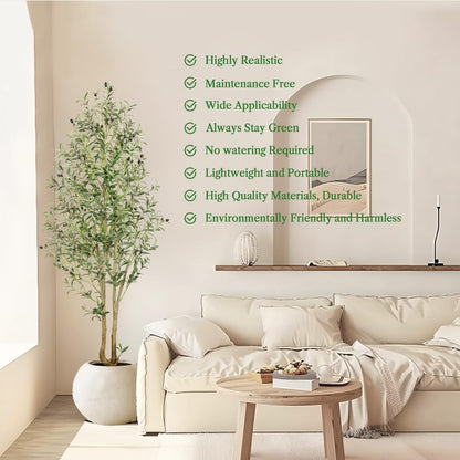Alupssuc 4FT Artificial Olive Tree, Faux Olive Tree with Curved Trunk & Lifelike Leaves in White Pots, 120cm