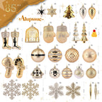 85ct Deep-Light Gold Christmas Balls Ornaments Set with Hanging Strings