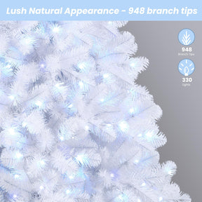 6ft Prelit 250 RGB Lights Premium Artificial Hinged Christmas Tree - SHareconn