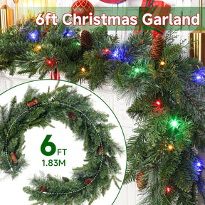 6FT Pre-Lit Cedar & Pinecone Decorating Christmas  Garland
