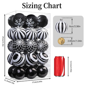 30ct 8CM Black & White Christmas Tree Balls Ornaments