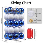 30ct 2.36 Inch Blue & White Christmas Tree Balls Ornaments