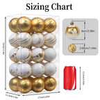 30ct 2.36 Inch Gold & White Christmas Tree Balls Ornaments